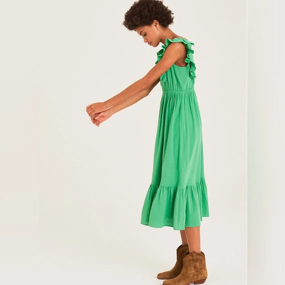 BA&SH Joyce Ruffled Cotton Midi  Dress, size M - Picture 3 of 16